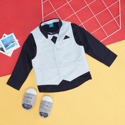 YU by Pantaloons Baby Boys Printed Casual Blue Shirt