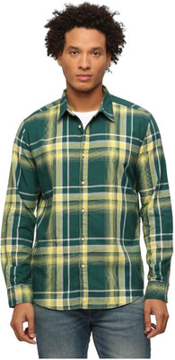 Pepe Jeans Men Checkered Casual Dark Green, Yellow Shirt