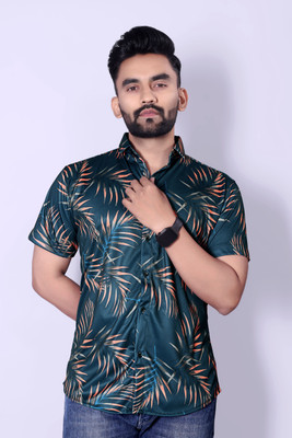 SHFASHION Men Printed Casual Green Shirt
