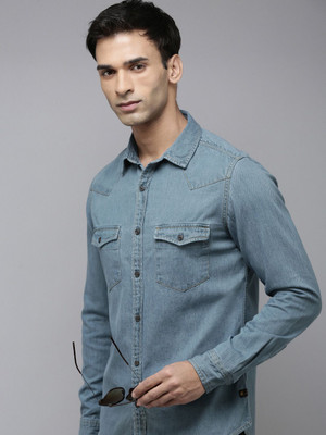 Spykar Men Solid Casual Blue Shirt