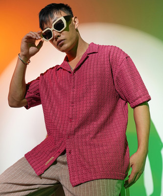 CAMPUS SUTRA Men Self Design Casual Red Shirt