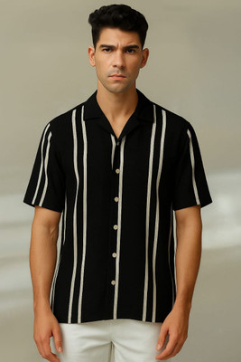 TINKUDI Men Printed Casual Black Shirt