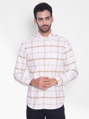 CRIMSOUNE CLUB Men Checkered Casual White Shirt