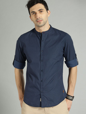 Roadster Men Printed Casual Blue Shirt