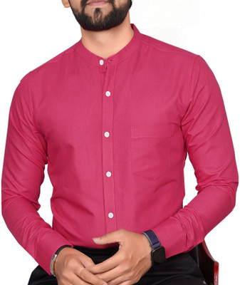 Tyzlo Men Solid Casual Pink Shirt