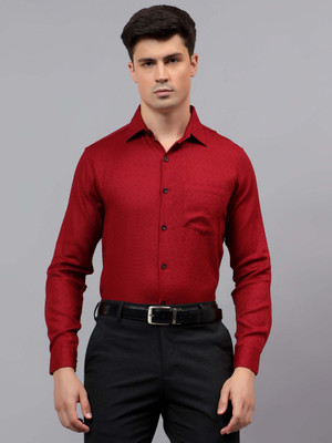 Apektra Men Self Design Casual Red Shirt