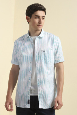 Allen Solly Men Striped Casual White, Blue Shirt