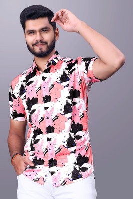 GCFAB Men Printed Casual Pink Shirt