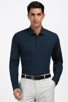 PETER ENGLAND Men Printed Formal Dark Blue Shirt