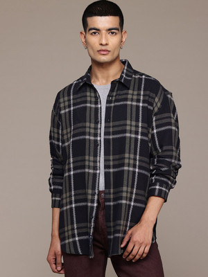 Roadster Men Checkered Casual Black Shirt