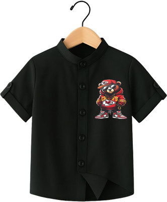 TycoonShop Boys Graphic Print Casual Black Shirt