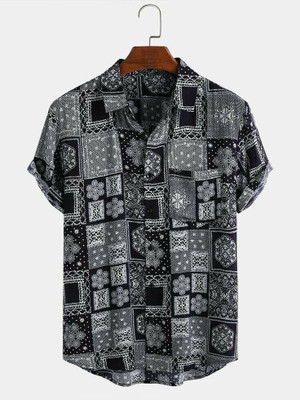 Black Deer Men Printed Casual Black Shirt
