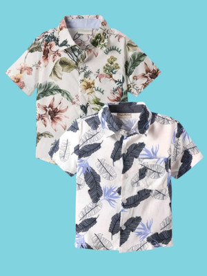 KILLER Boys Printed Casual Dark Blue Shirt(Pack of 2)