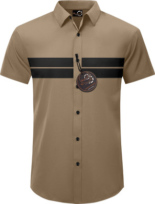 GAZZY CREATION Men Striped Casual Green Shirt