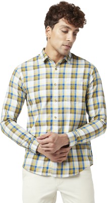 Byford by Pantaloons Men Checkered Casual Yellow Shirt