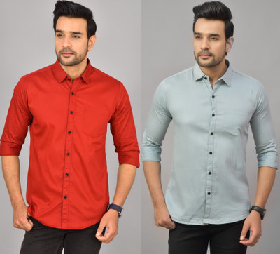 HEMS Men Solid Casual Multicolor Shirt(Pack of 2)