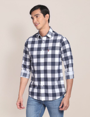U.S. POLO ASSN. Men Checkered Casual Blue Shirt