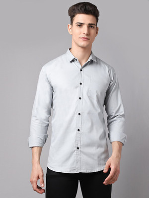 Sanzzy Men Solid Casual Grey Shirt
