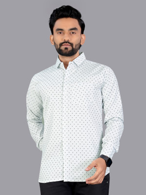 Stellalifestyle Men Printed Formal Cream Shirt