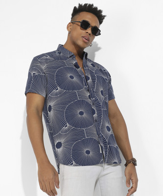 CAMPUS SUTRA Men Printed Casual Blue Shirt