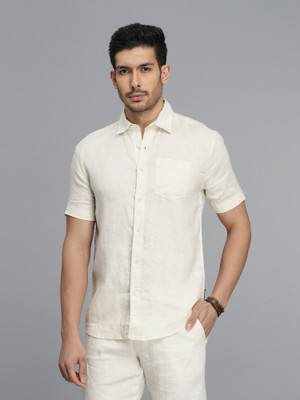 ROOKIES Men Solid Casual Beige Shirt
