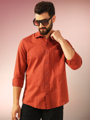 ENSPYR Men Solid Casual Maroon Shirt