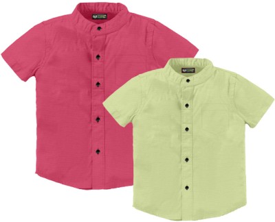 Cloud Kids Boys Solid Casual Light Green, Pink Shirt(Pack of 2)