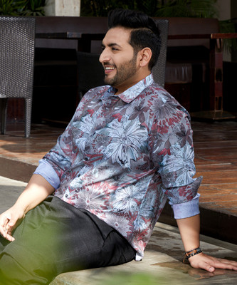 Instafab Plus Men Printed Casual Grey Shirt