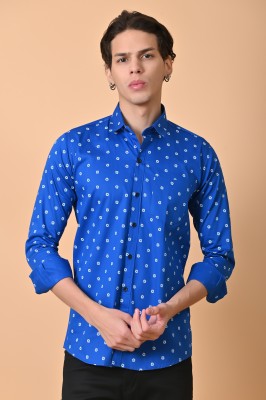 Lee Cross Men Printed Casual Blue Shirt