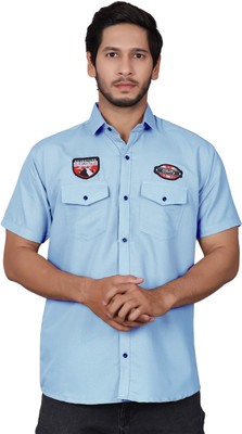 Lenriza Men Printed Casual Light Blue Shirt