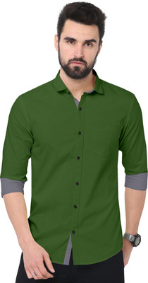 SUR-T Men Solid Casual Green Shirt
