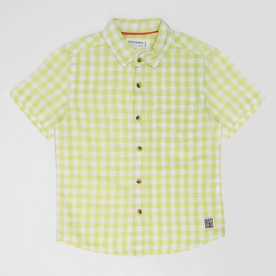 Pantaloons Junior Boys Checkered Casual Green, White Shirt