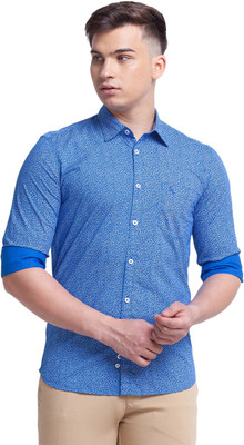 PARX Men Printed Casual White, Blue Shirt