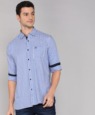Van Heusen Academy Men Checkered Casual Light Blue Shirt