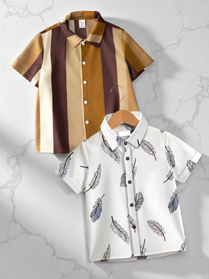 KHODAL TRENDZ Boys Printed, Striped Casual Multicolor Shirt