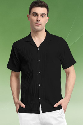 A Dearise Men Self Design Casual Black Shirt