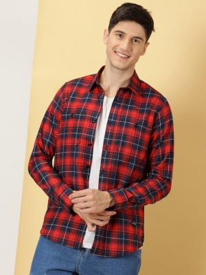 THOMAS SCOTT Men Checkered Casual Red Shirt