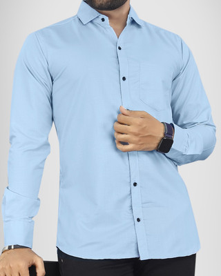 NIVICK Men Solid Casual Blue Shirt