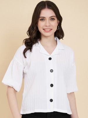 EKASYA Women Solid Casual White Shirt