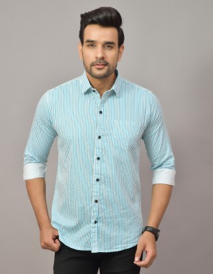 Hems trends Men Striped Casual Blue Shirt