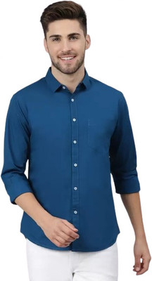 Eritin Men Solid Formal Blue Shirt