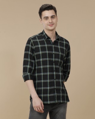 CAVALLO BY LINEN CLUB Men Checkered Casual Black Shirt