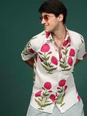 Sangria Men Printed Casual White Shirt