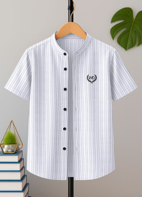 MAHITAG Boys Embroidered Casual Black Shirt