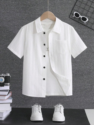 Solersun Boys Self Design Casual White Shirt