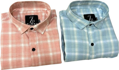 Z-NEX Men Checkered Casual Multicolor Shirt(Pack of 2)