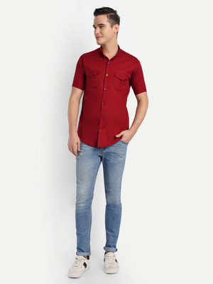Valveera Men Solid Casual Maroon Shirt