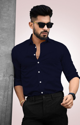 CHEAPSHIRTS Men Solid Formal Dark Blue Shirt