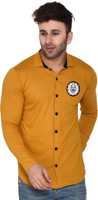 Blisstone Men Solid Casual Gold Shirt