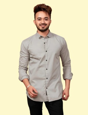 VIHAAN TRENDZ Men Solid Casual Grey Shirt